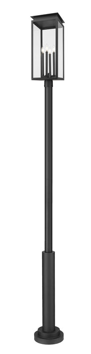 Z-Lite 5018PHBR-5010P-BK Four Light Outdoor Post Mounted Fixture, Black