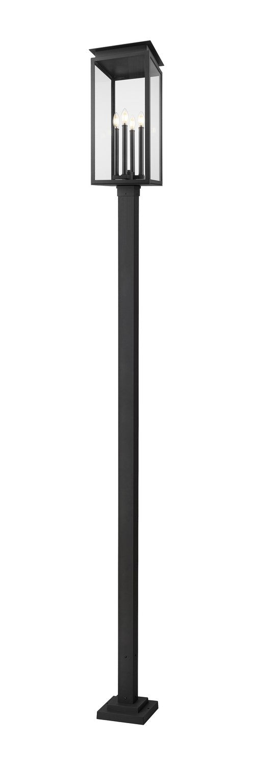 Z-Lite 5018PHBS-536P-BK Four Light Outdoor Post Mounted Fixture, Black