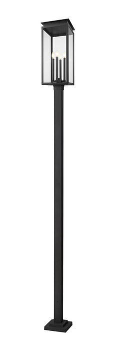 Z-Lite 5018PHBS-536P-BK Four Light Outdoor Post Mounted Fixture, Black