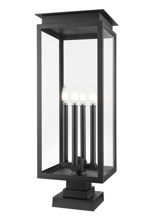 Z-Lite 5018PHBS-SQPM-BK Four Light Outdoor Pier Mounted Fixture, Black