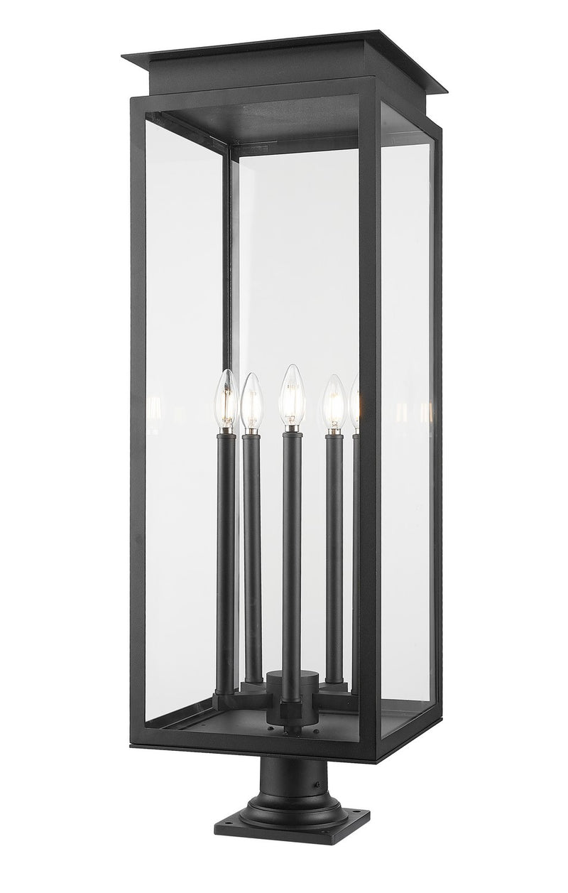 Z-Lite 5018PHXLR-533PM-BK Five Light Outdoor Pier Mounted Fixture, Black