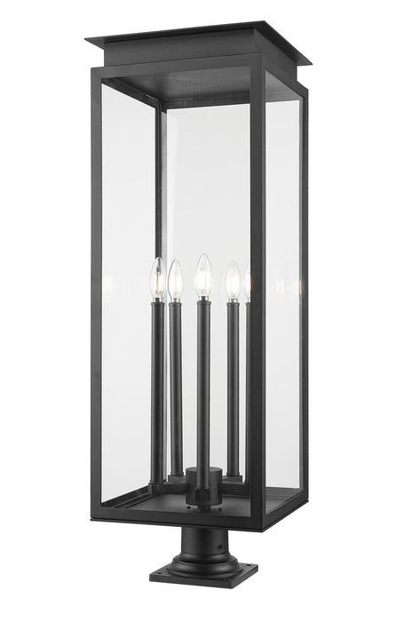 Z-Lite 5018PHXLR-533PM-BK Five Light Outdoor Pier Mounted Fixture, Black