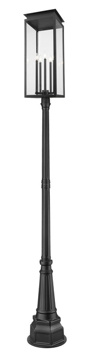 Z-Lite 5018PHXLR-564P-BK Five Light Outdoor Post Mounted Fixture, Black