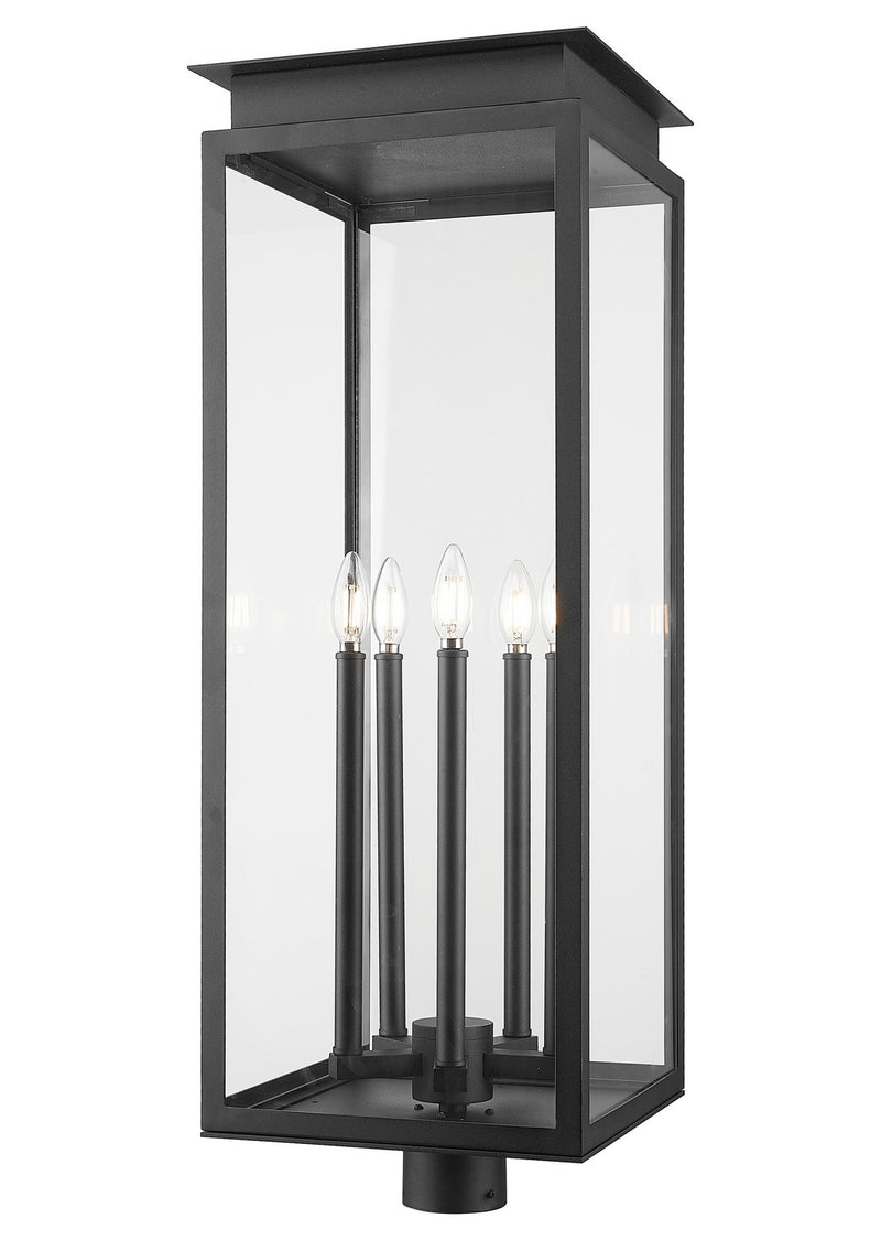 Z-Lite 5018PHXLR-BK Five Light Outdoor Post Mount Fixture, Black