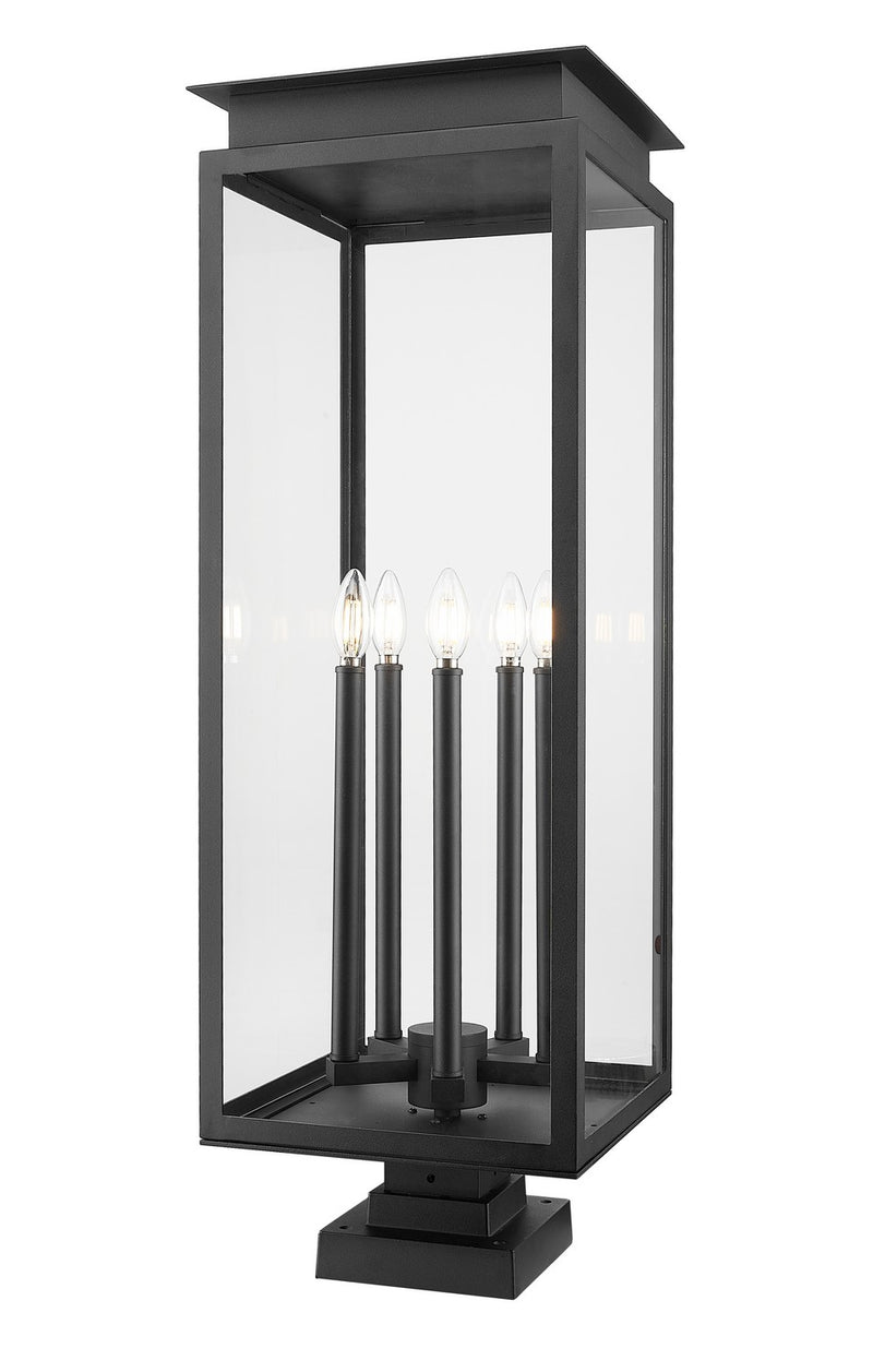 Z-Lite 5018PHXLS-SQPM-BK Five Light Outdoor Pier Mounted Fixture, Black