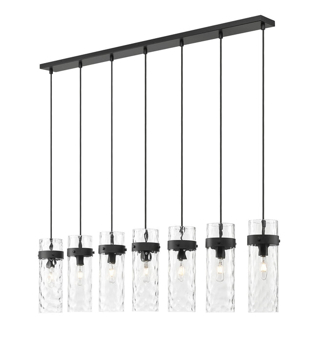 Z-Lite 7002P5-7L-MB Seven Light Linear Chandelier, Matte Black