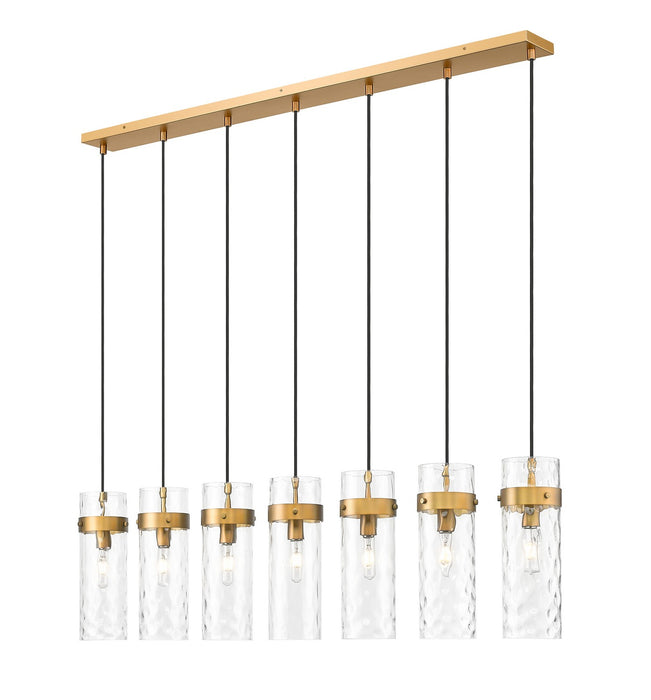 Z-Lite 7002P5-7L-RB Seven Light Linear Chandelier, Rubbed Brass