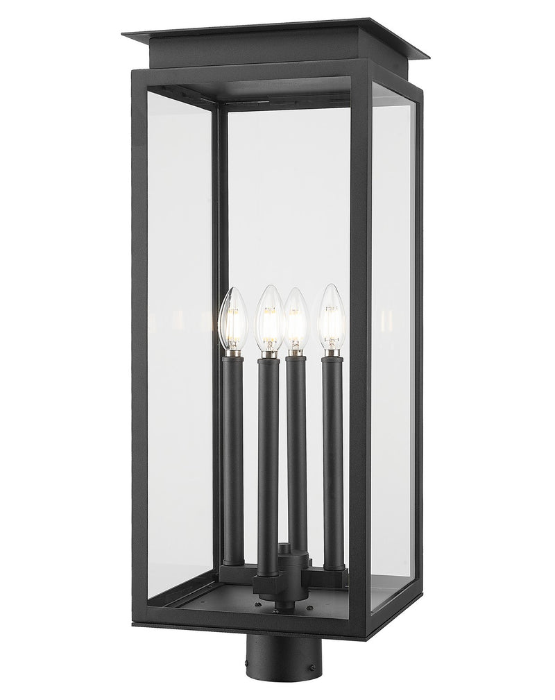 Z-Lite 5018PHBR-BK Four Light Outdoor Post Mount Fixture, Black