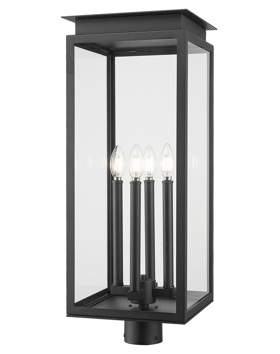 Z-Lite 5018PHBR-BK Four Light Outdoor Post Mount Fixture, Black