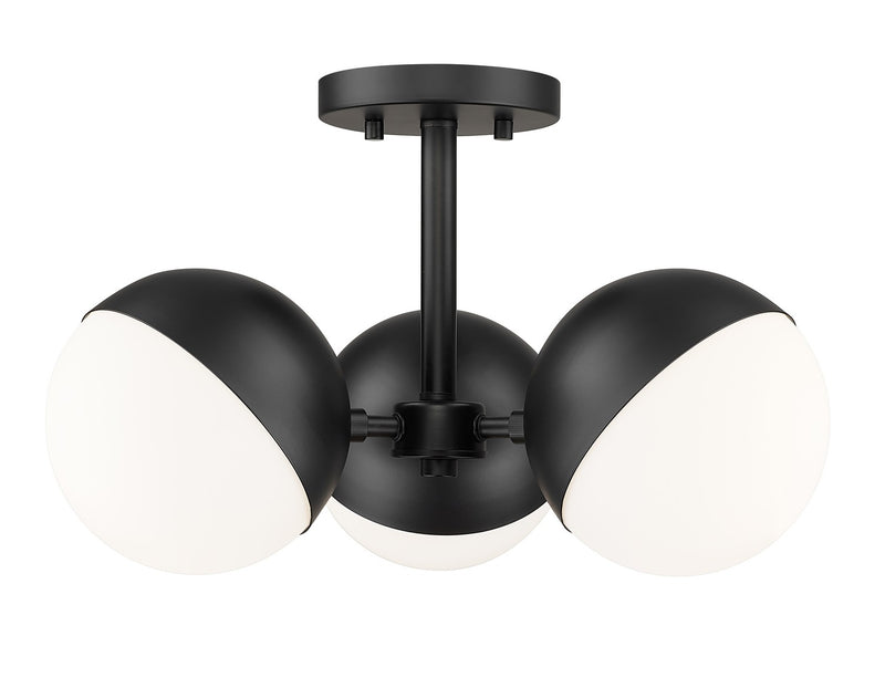Z-Lite 7517-3SF-MB Three Light Semi Flush Mount, Matte Black