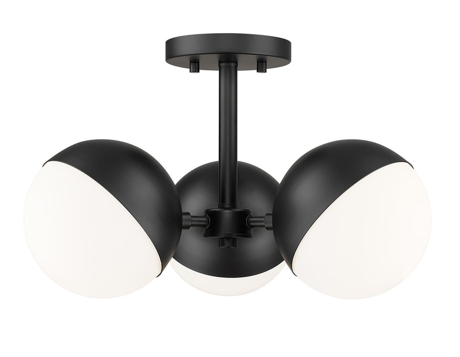 Z-Lite 7517-3SF-MB Three Light Semi Flush Mount, Matte Black