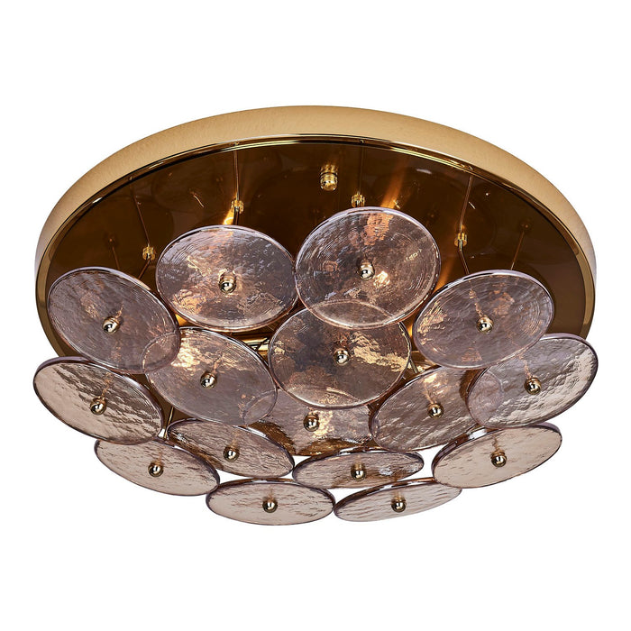 Kalco 521545PWB Five Light Flush Mount, Polished Winter Brass