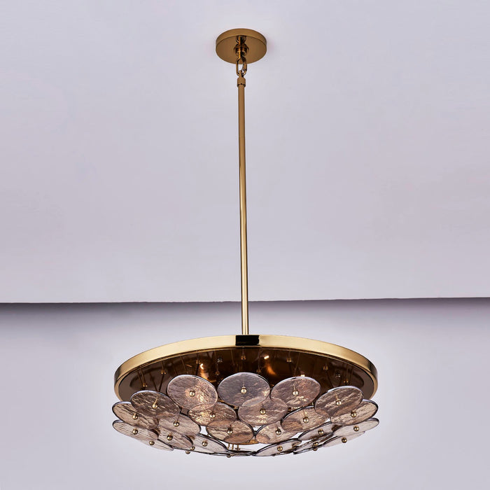 Kalco 521555PWB Five Light Pendant, Polished Winter Brass