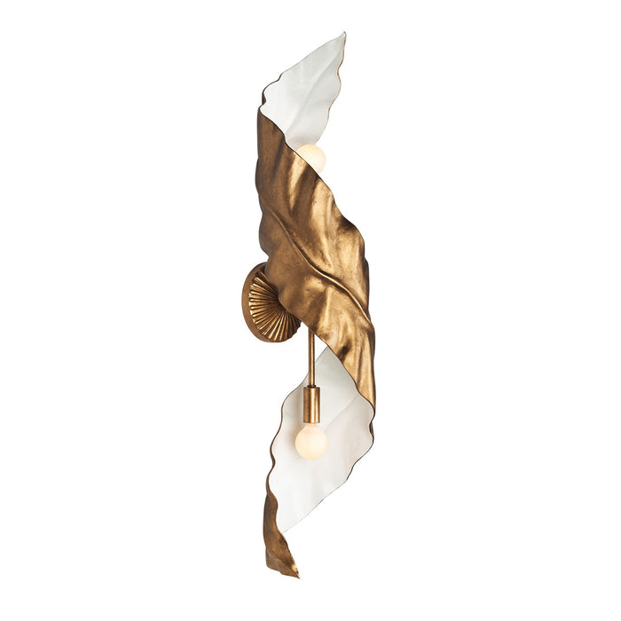 Kalco 525521PABW Two Light Wall Sconce, Pearlized Antique Brass W/ White