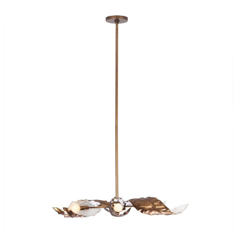Kalco 525556PABW Six Light Chandelier, Pearlized Antique Brass W/ White