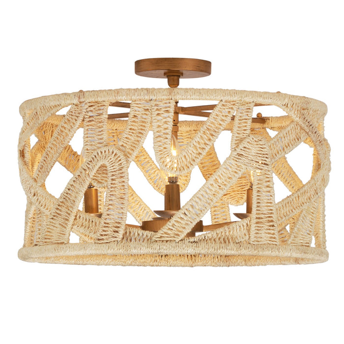 Kalco 525745MGW Four Light Semi Flush Mount, Modern Gold And White