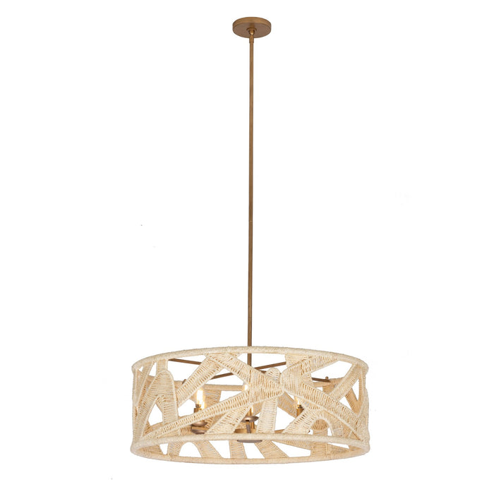 Kalco 525756MGW Six Light Pendant, Modern Gold And White