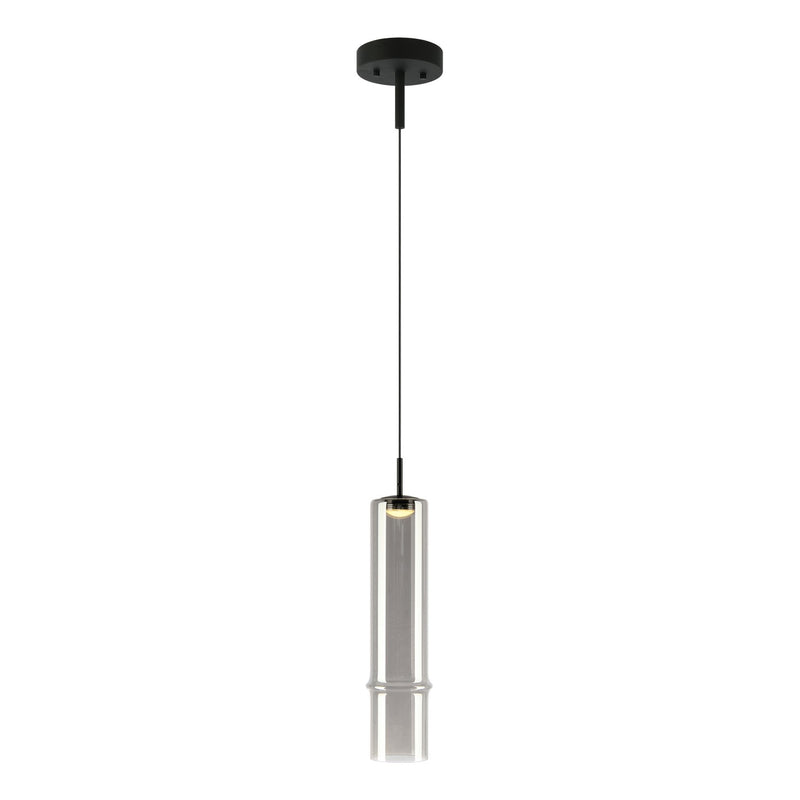 Matteo Lighting C30601MBSM One Light Pendant, Matte Black / Smoked Glass