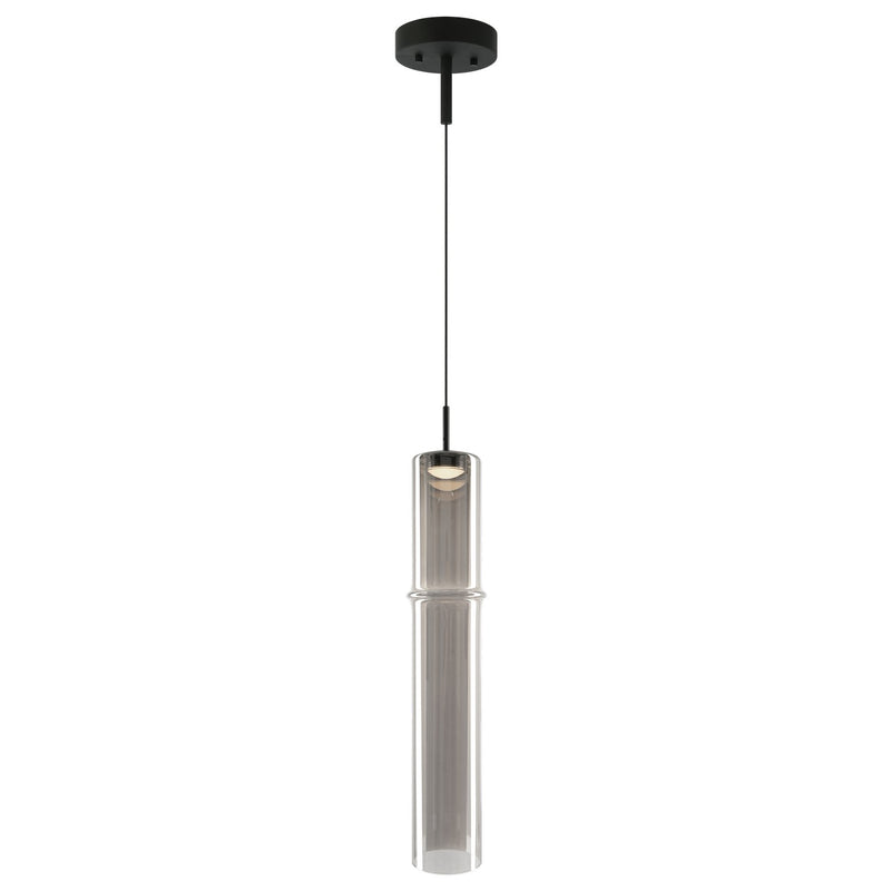 Matteo Lighting C30611MBSM One Light Pendant, Matte Black / Smoked Glass