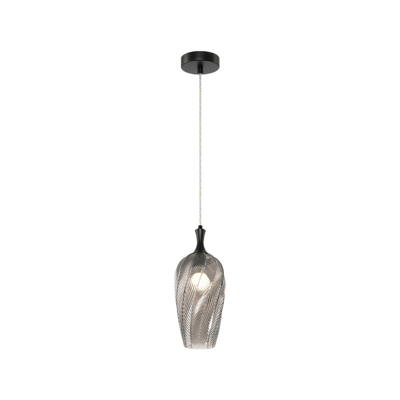 Matteo Lighting C30901MBSM One Light Pendant, Matte Black / Smoked Glass