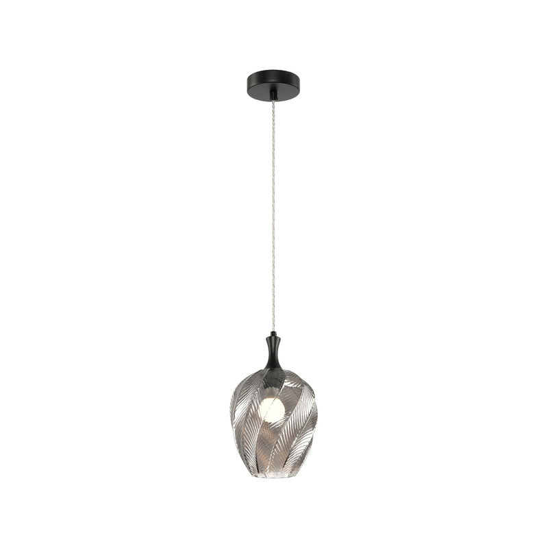 Matteo Lighting C30903MBSM One Light Pendant, Matte Black / Smoked Glass
