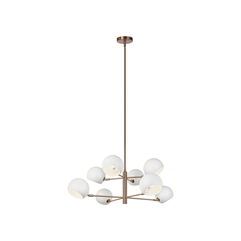 Matteo Lighting C31708MWAG Eight Light Chandelier, Matte White