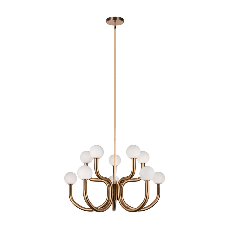 Matteo Lighting C34210AGOP Ten Light Chandelier, Aged Gold Brass