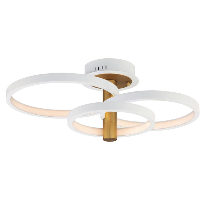 ET2 E24323-WTGLD LED Semi Flush Mount, White/Gold