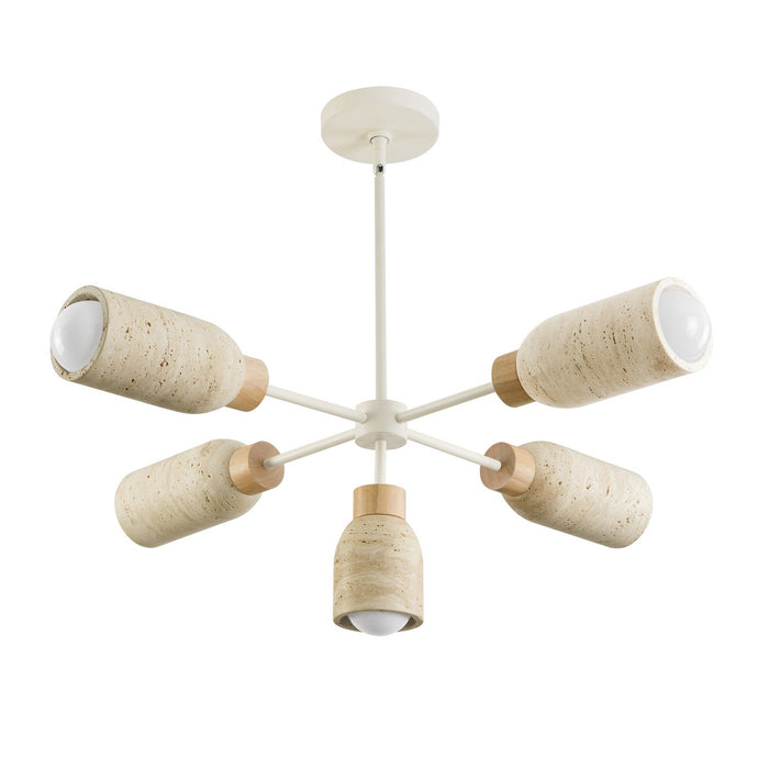 Maxim 10625TVOY Five Light Pendant, Travertine / Oyster