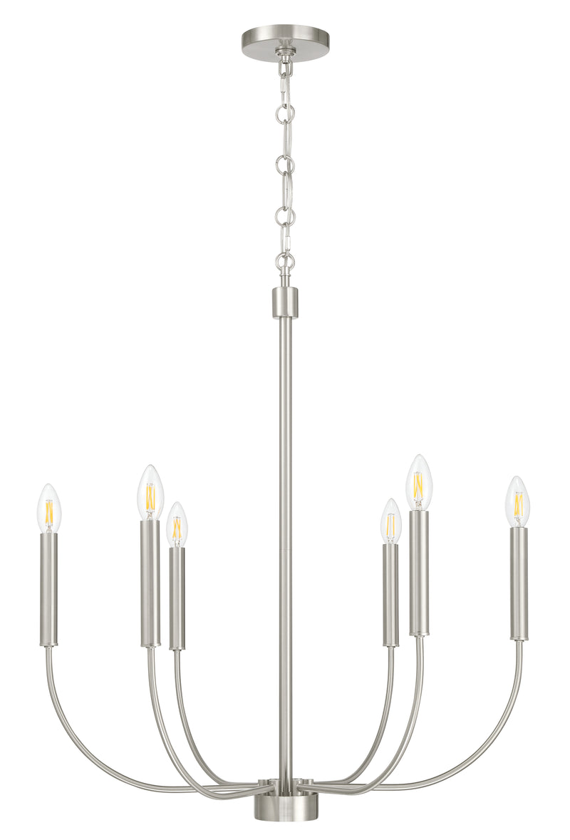 Craftmade 59826-BNK Six Light Chandelier, Brushed Polished Nickel