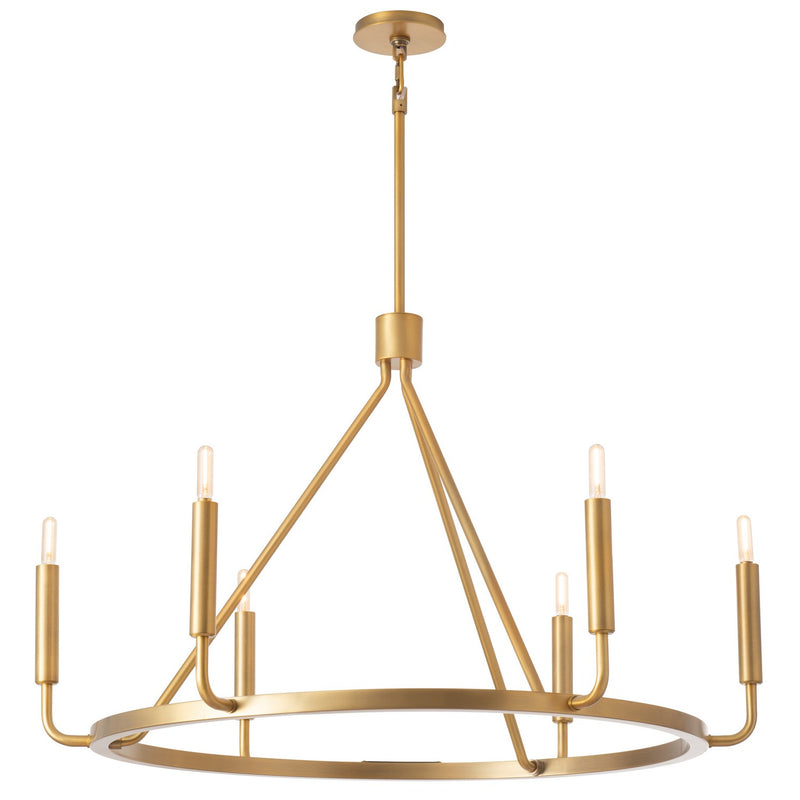Robert Abbey 1408 Six Light Chandelier, Mavisten Brass Duex