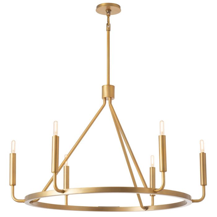 Robert Abbey 1408 Six Light Chandelier, Mavisten Brass Duex