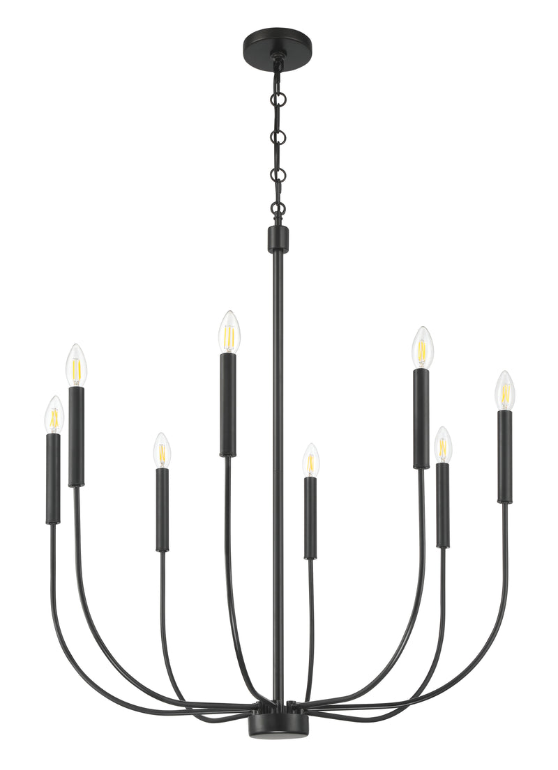 Craftmade 59828-FB Eight Light Chandelier, Flat Black