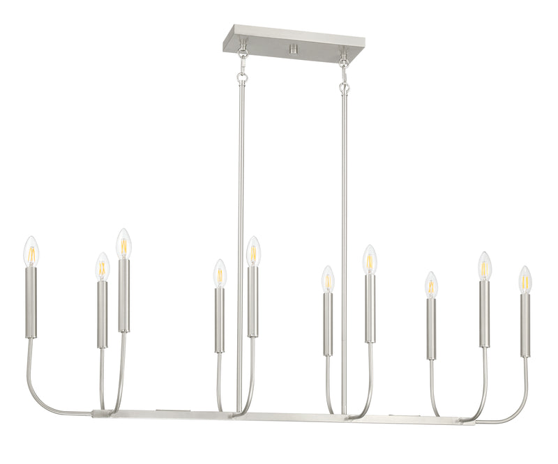 Craftmade 59870-BNK Ten Light Island Pendant, Brushed Polished Nickel