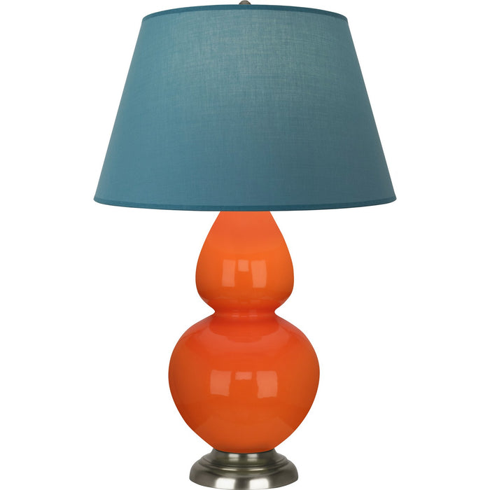 Robert Abbey 1675B One Light Table Lamp, Pumpkin Glazed Ceramic w/Antique Silvered