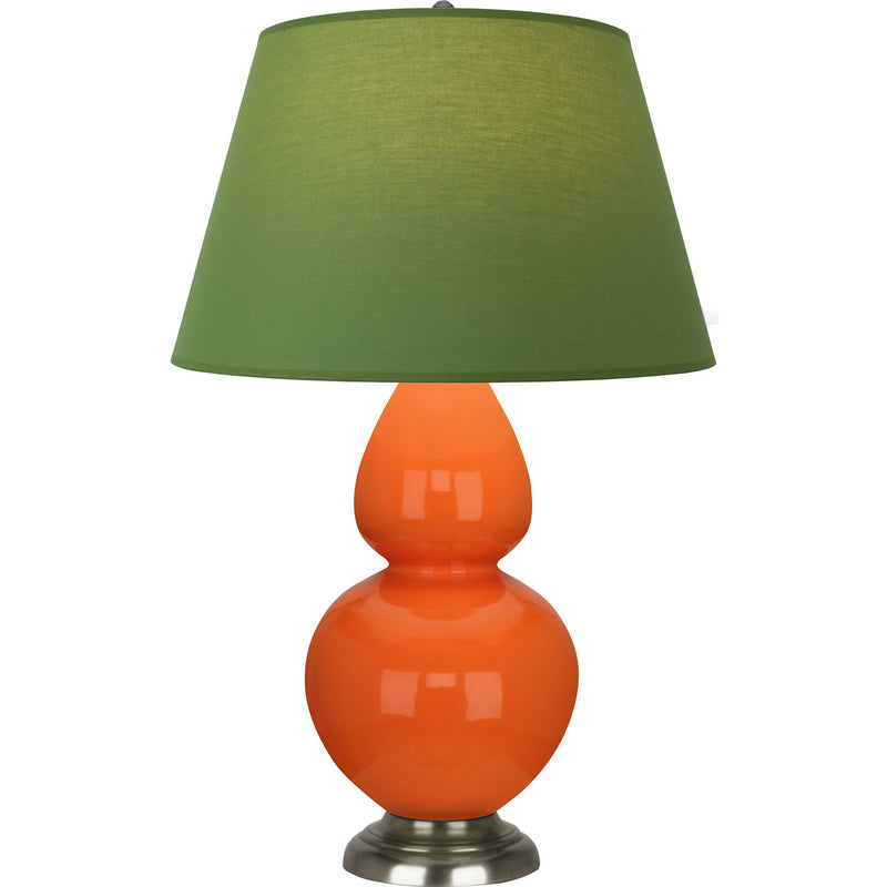 Robert Abbey 1675G One Light Table Lamp, Pumpkin Glazed Ceramic w/Antique Silvered