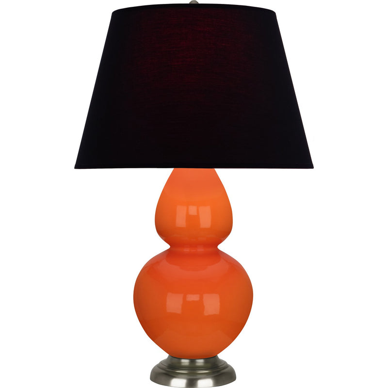 Robert Abbey 1675K One Light Table Lamp, Pumpkin Glazed Ceramic w/Antique Silvered
