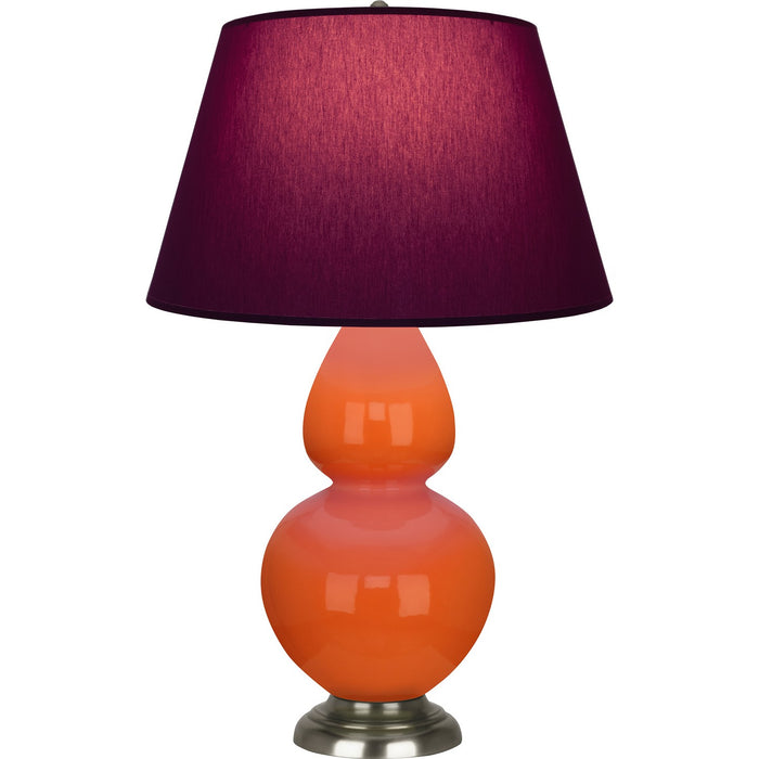 Robert Abbey 1675P One Light Table Lamp, Pumpkin Glazed Ceramic w/Antique Silvered