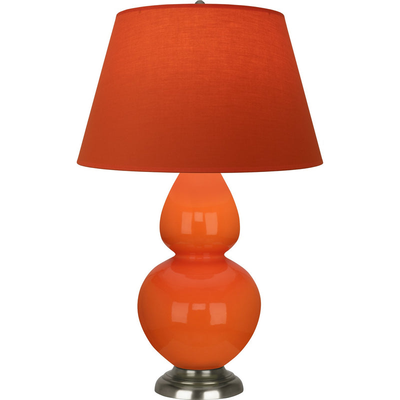 Robert Abbey 1675T One Light Table Lamp, Pumpkin Glazed Ceramic w/Antique Silvered