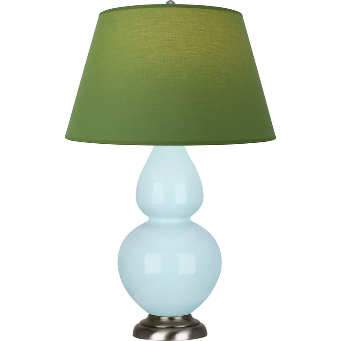 Robert Abbey 1676G One Light Table Lamp, Baby Blue Glazed Ceramic w/Antique Silvered