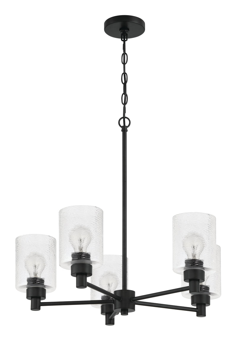 Craftmade 60225-FB Five Light Chandelier, Flat Black