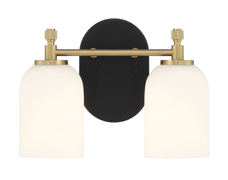 Craftmade 60302-FBSB Two Light Vanity, Flat Black/Satin Brass