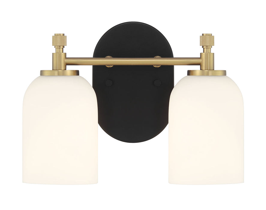 Craftmade 60302-FBSB Two Light Vanity, Flat Black/Satin Brass