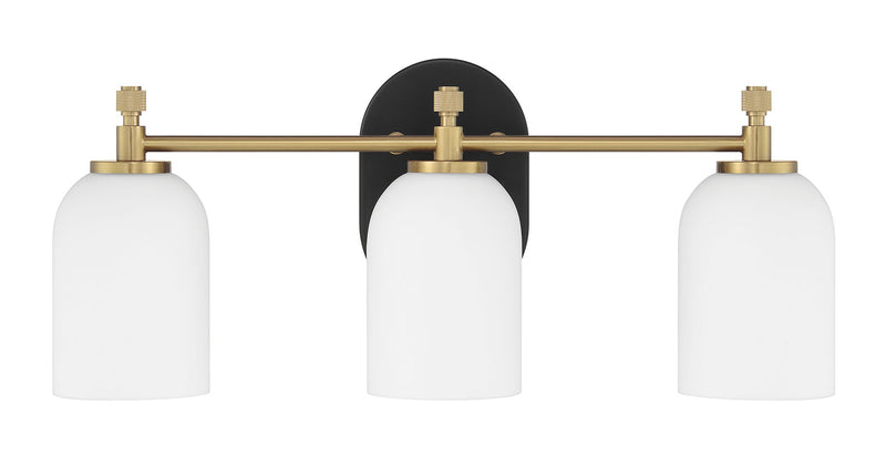 Craftmade 60303-FBSB Three Light Vanity, Flat Black/Satin Brass