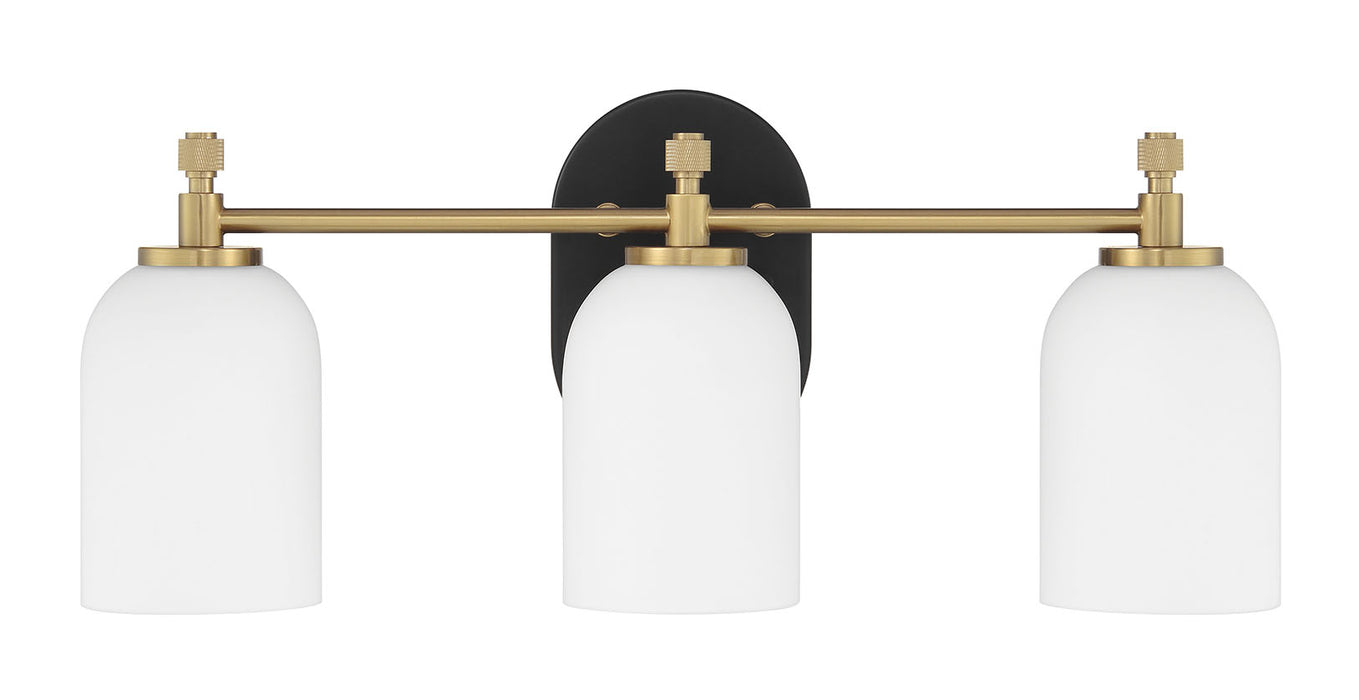 Craftmade 60303-FBSB Three Light Vanity, Flat Black/Satin Brass