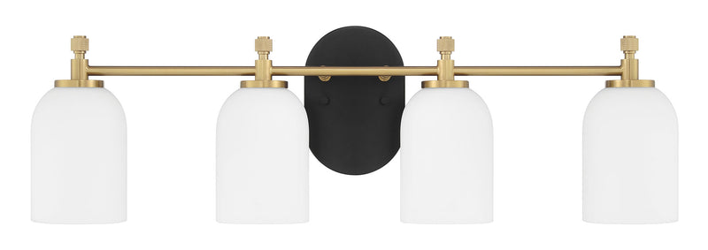 Craftmade 60304-FBSB Four Light Vanity, Flat Black/Satin Brass