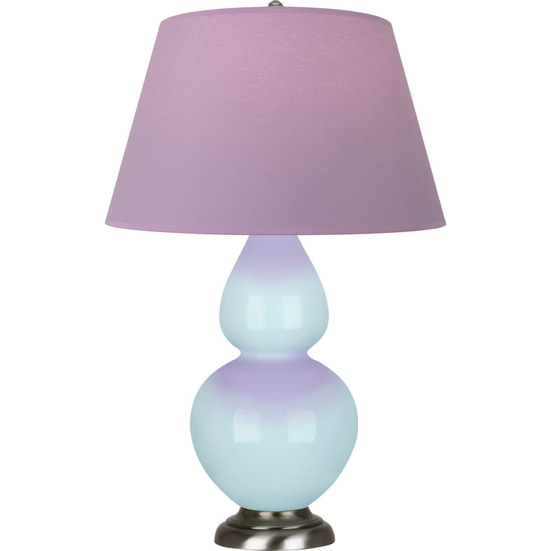 Robert Abbey 1676L One Light Table Lamp, Baby Blue Glazed Ceramic w/Antique Silvered
