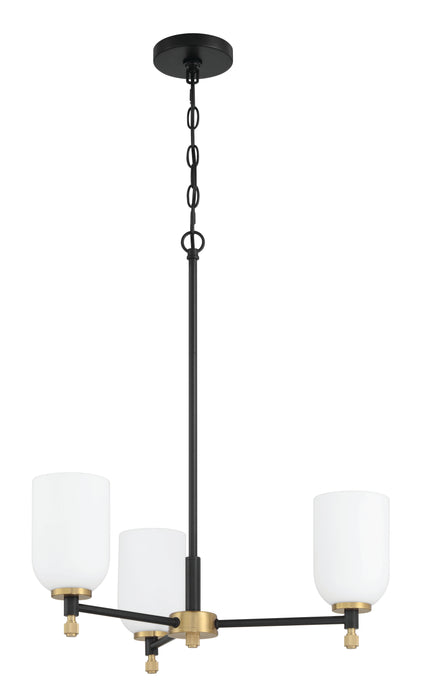 Craftmade 60323-FBSB Three Light Chandelier, Flat Black/Satin Brass