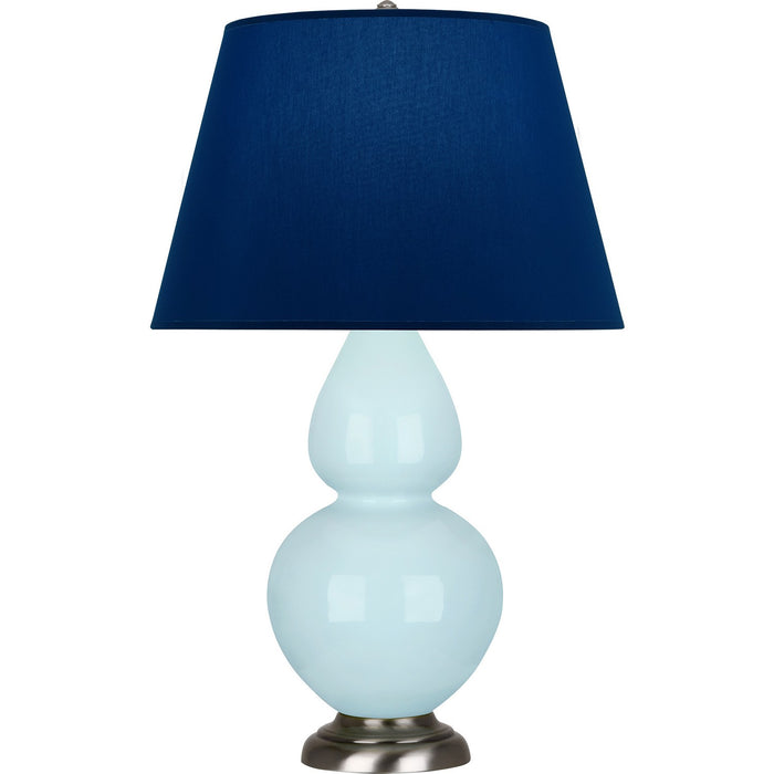 Robert Abbey 1676N One Light Table Lamp, Baby Blue Glazed Ceramic w/Antique Silvered