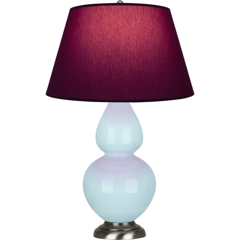 Robert Abbey 1676P One Light Table Lamp, Baby Blue Glazed Ceramic w/Antique Silvered